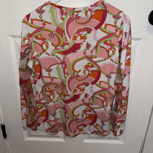 IBKUL Women’s Equestrian Print Multi Color Long Sleeve Crew Size L Golf - Picture 4 of 6